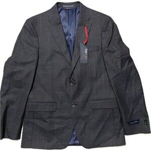 Tommy Hilfiger Men's Modern-Fit Brown Plaid Wool Blazer Sport Coat Jacket 44L